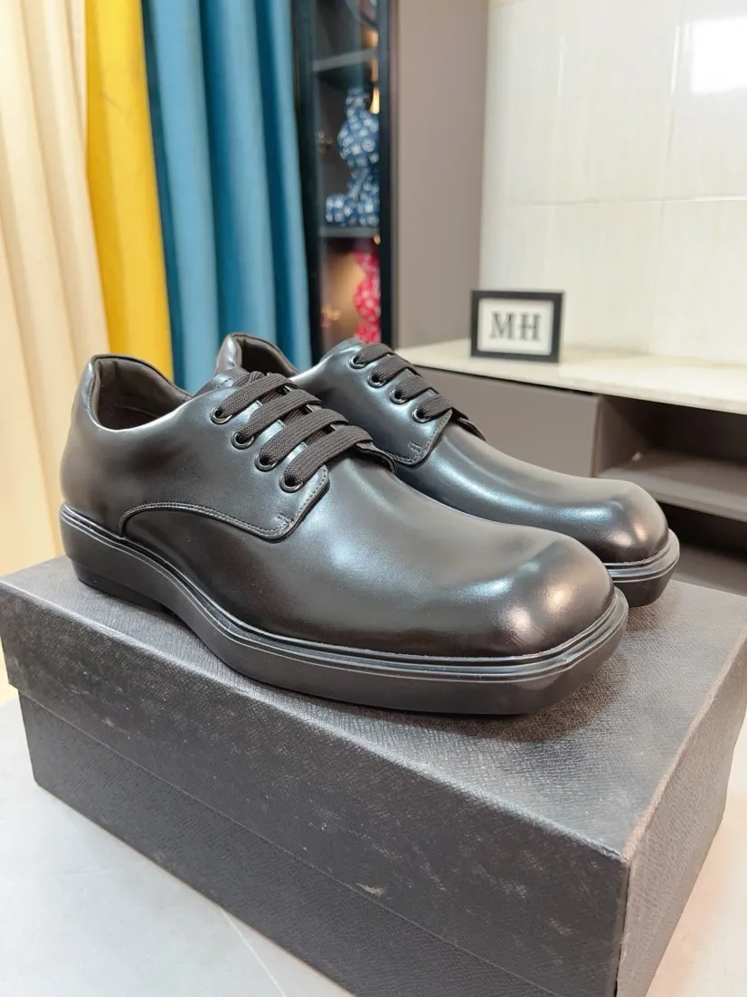 Men's shoes 💰540🌹🌹【PRADA Leather Shoes】Top purchasing agency Original imported Italian custom-made open-edge beaded cowhide leather surface, fully imported water-dyed breathable cowhide lining, original factory special molded sole super comfortable, size: 38-44